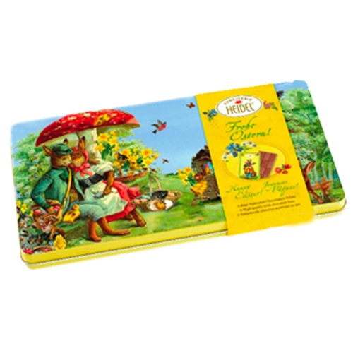 Heidel Fine Milk Chocolate Bars in Nostalgic Easter Bunny Design Gift Tin, 4.2 oz