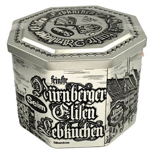 Haeberlein-Metzger Large Nuernberg Elisen Gingerbread in Historic Silver Gift Tin, 17.6 oz