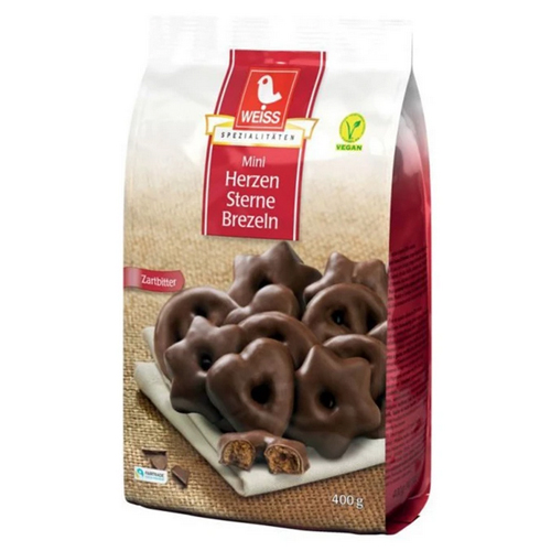 Weiss Mini Dark Chocolate Lebkuchen Hearts, Stars, and Pretzels, 14 oz
