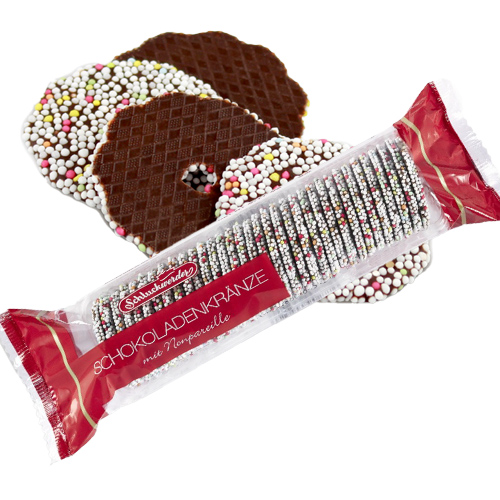 Schluckwerder Chocolate Wreath with Non-Pareille, 4.4oz