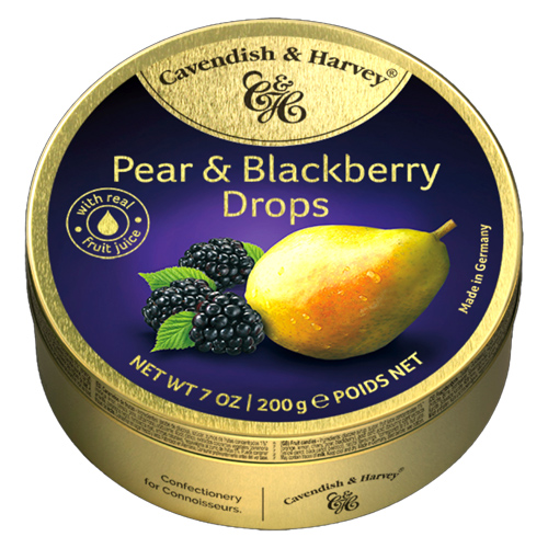 Cavendish & Harvey Pear & Blackberry Candy Drops in large Tin 5.3 oz
