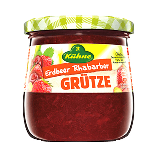 Kuehne "Erdbeer Rhababer Gruetze" Strawberry Rhubarb Compote, 13.2 oz