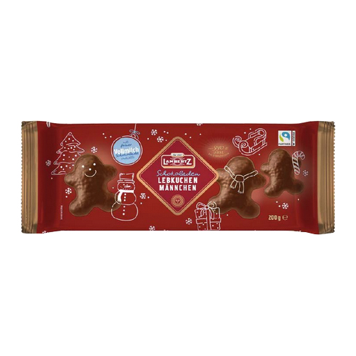 Lambertz Soft Gingerbread Men Coated in Milk Chocolate, 7.06 oz