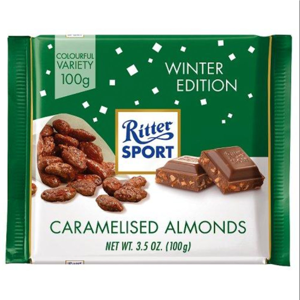Ritter Sport "Roasted Almonds" Winter Edition Chocolate Bar, 3.5 oz