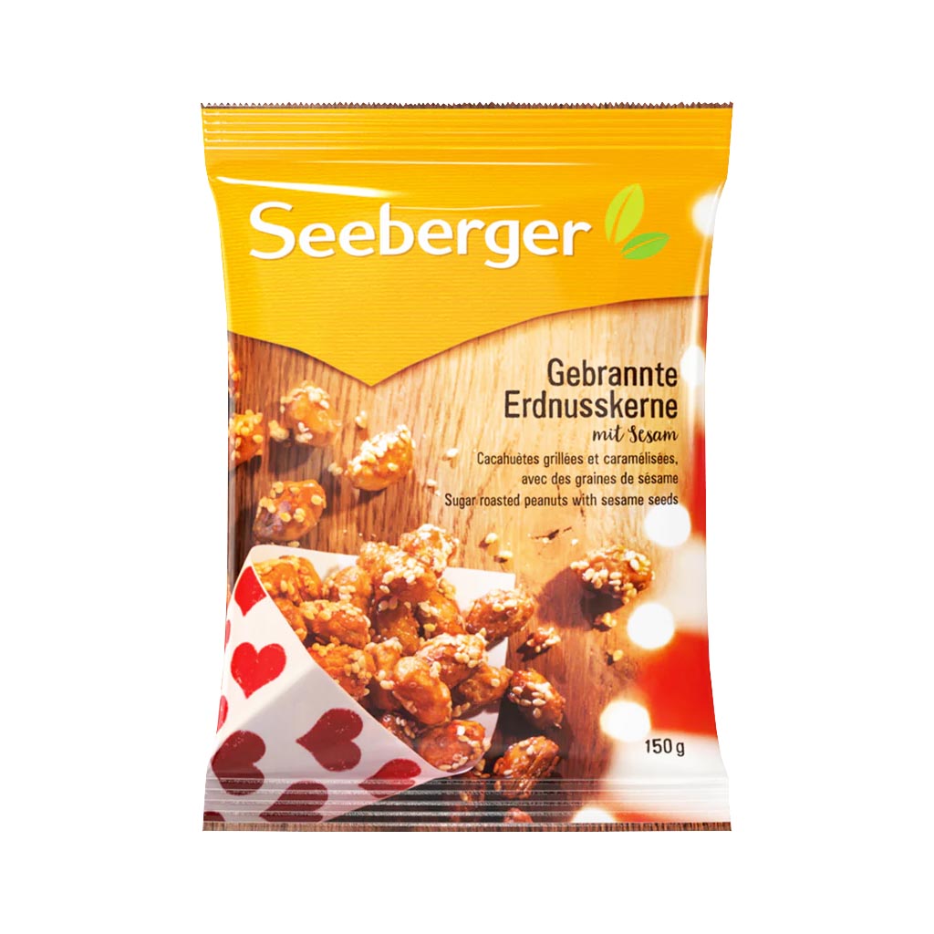 Seeberger Roasted Caramelized Peanuts with Sesame, Natural Snack, 150g