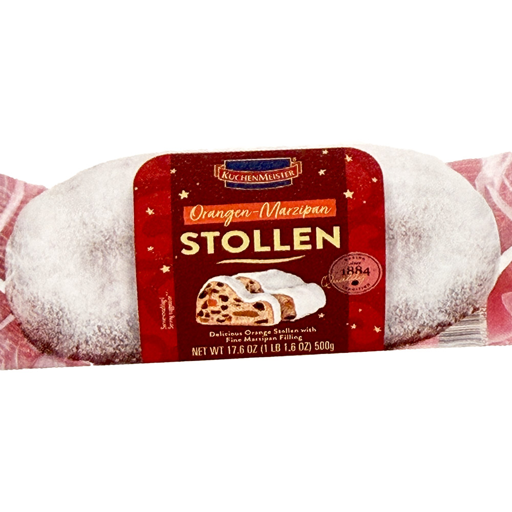 Kuchenmeister Festive Marzipan Orange Stollen in cello pack 17.6 oz