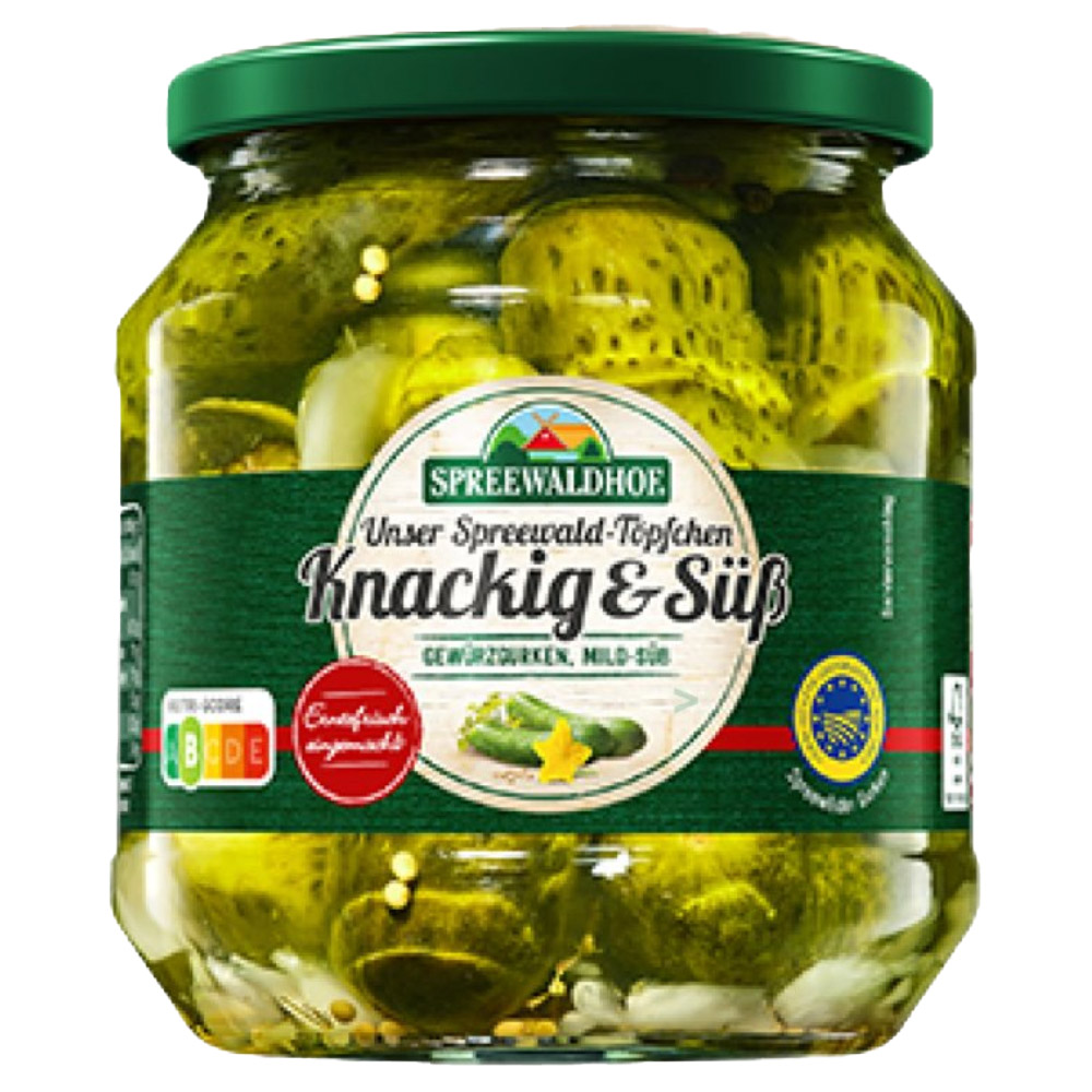 Spreewaldhof "Crunchy Sweet" Authentic Spreewald Gherkins in Jar, 530g