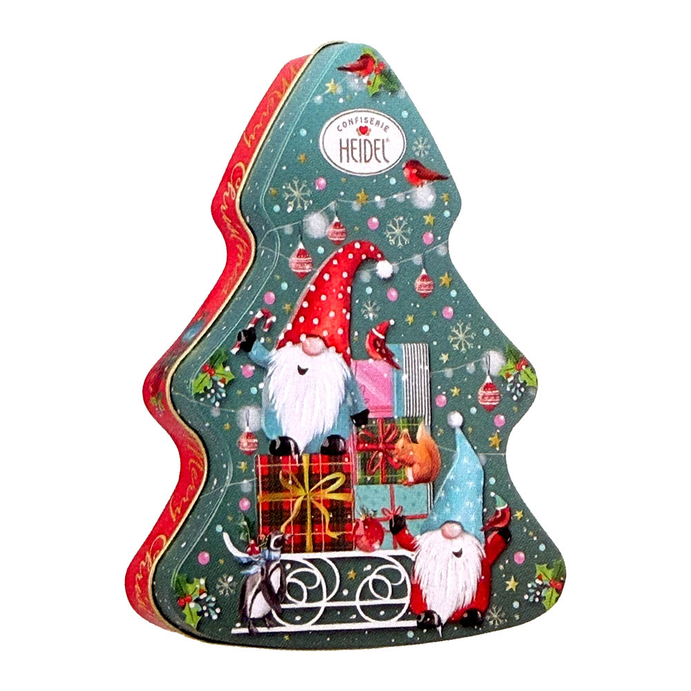 Heidel "Christmas Elves" Fine Milk Chocolate Fancy Tree-Shape Tin, 3.42oz
