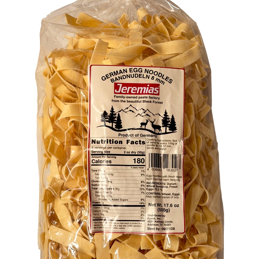 Jeremias German Egg "Bandnudeln" Broad Noodles 8mm, 500g