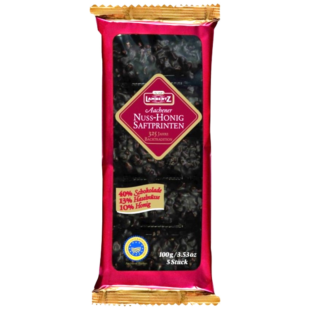 Lambertz Aachen "Nuss Hong Saftprinten" Tree Nut Honey Lebkuchen, 100g