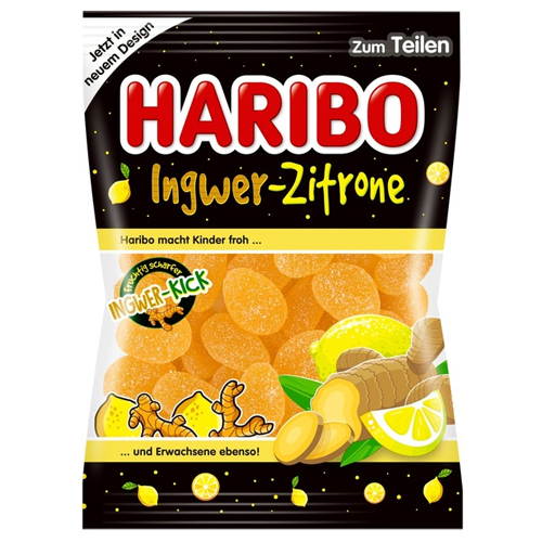 Haribo Ginger Lemon Gummies in Bag, 160g - Made in Germany