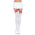 Leg Avenue Nylon Thigh Highs with Bow - White/Pink
