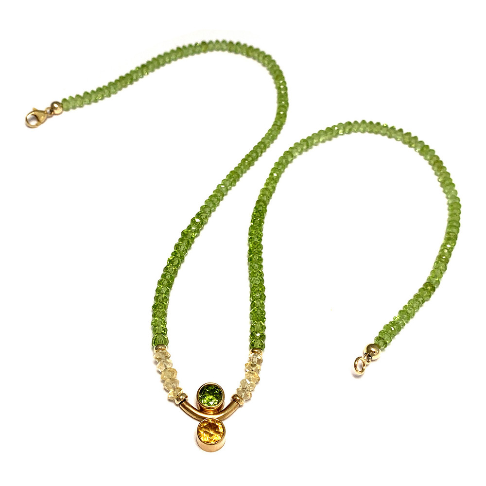 Springtime Citrine and Peridot Infinity in 14K Gold