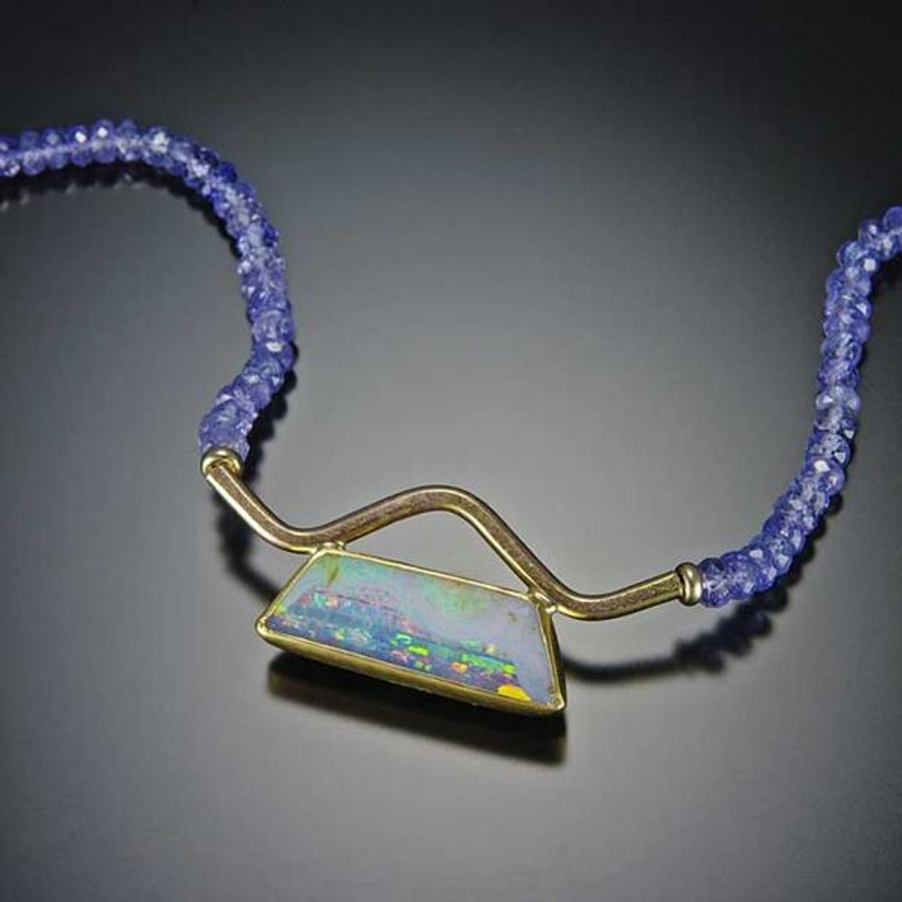 Bigelow Mountain Range Necklace-Opal on Tanzanites in Gold