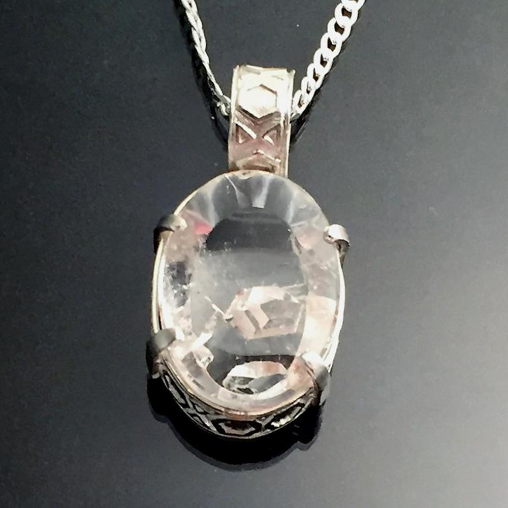 Phantom Quartz Prong Setting Necklace in Silver