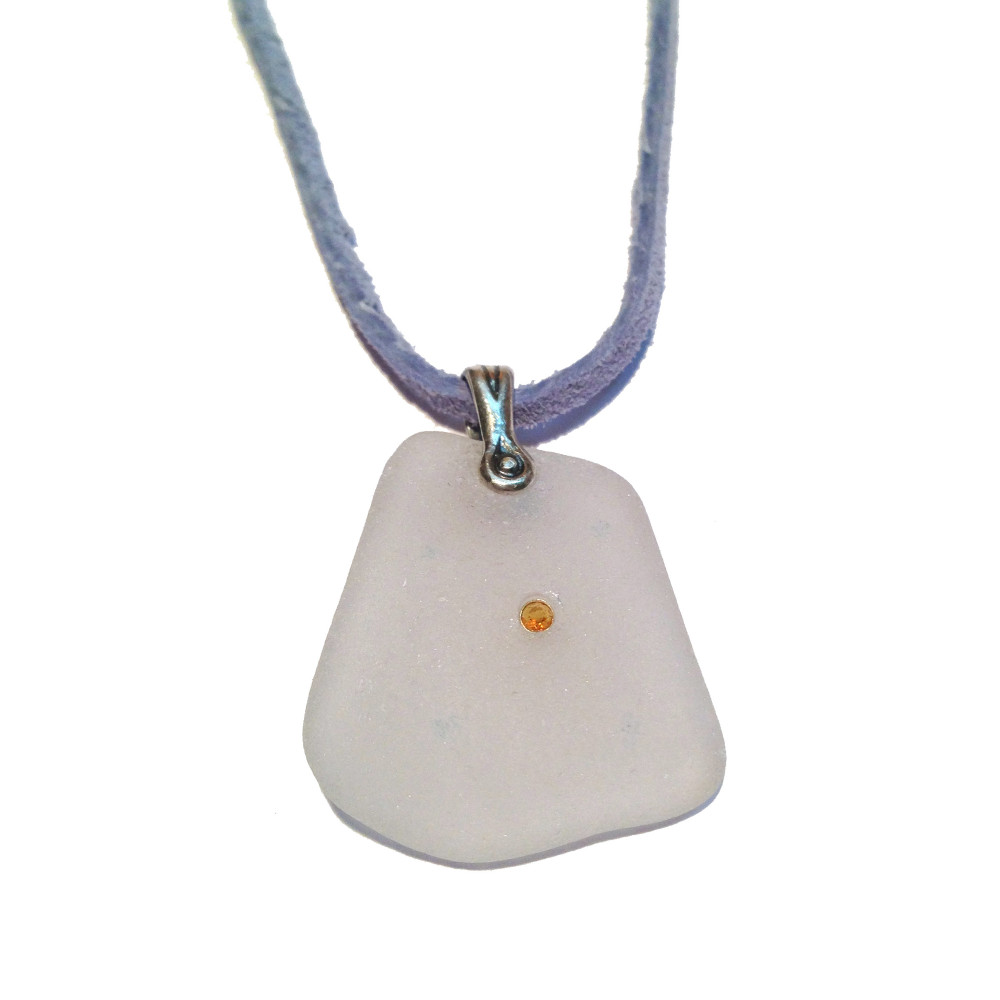 Pink Sea Glass with Citrine Accent