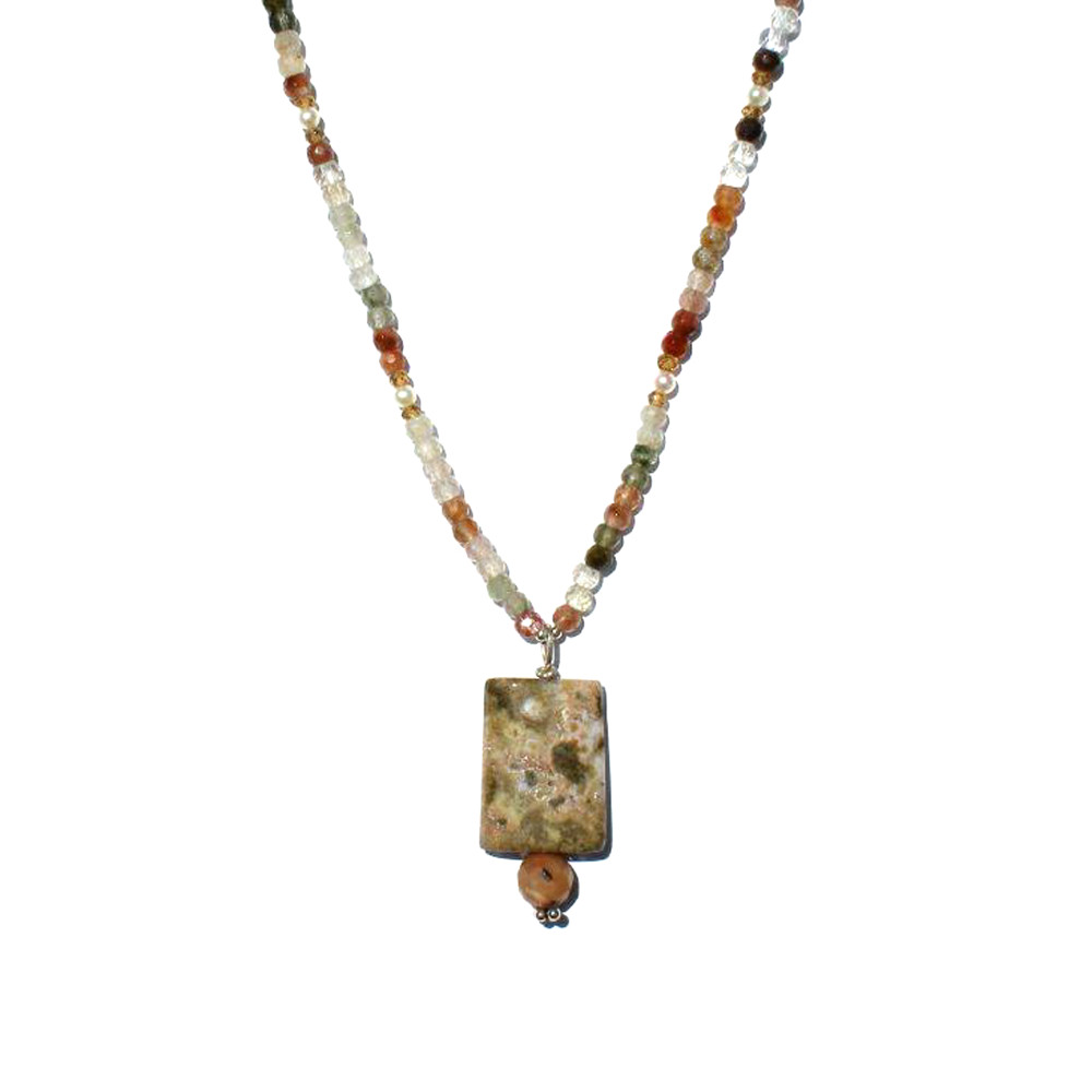 Earthy Jasper Necklace with Pearl Accents