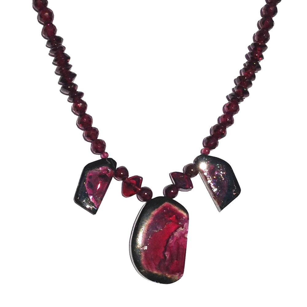 Deep Waters Tourmaline and Garnet Necklace