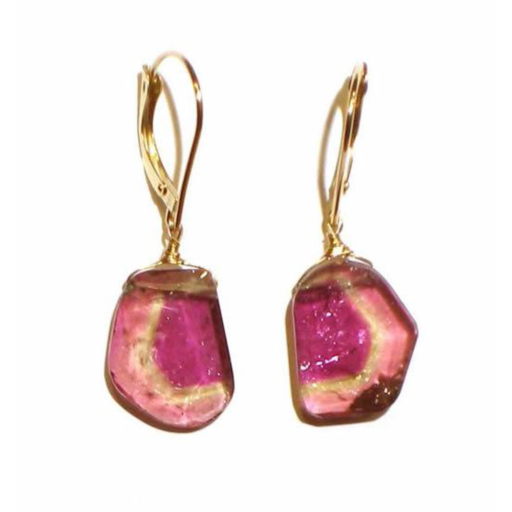 Party Pink Tourmaline Slices in Gold