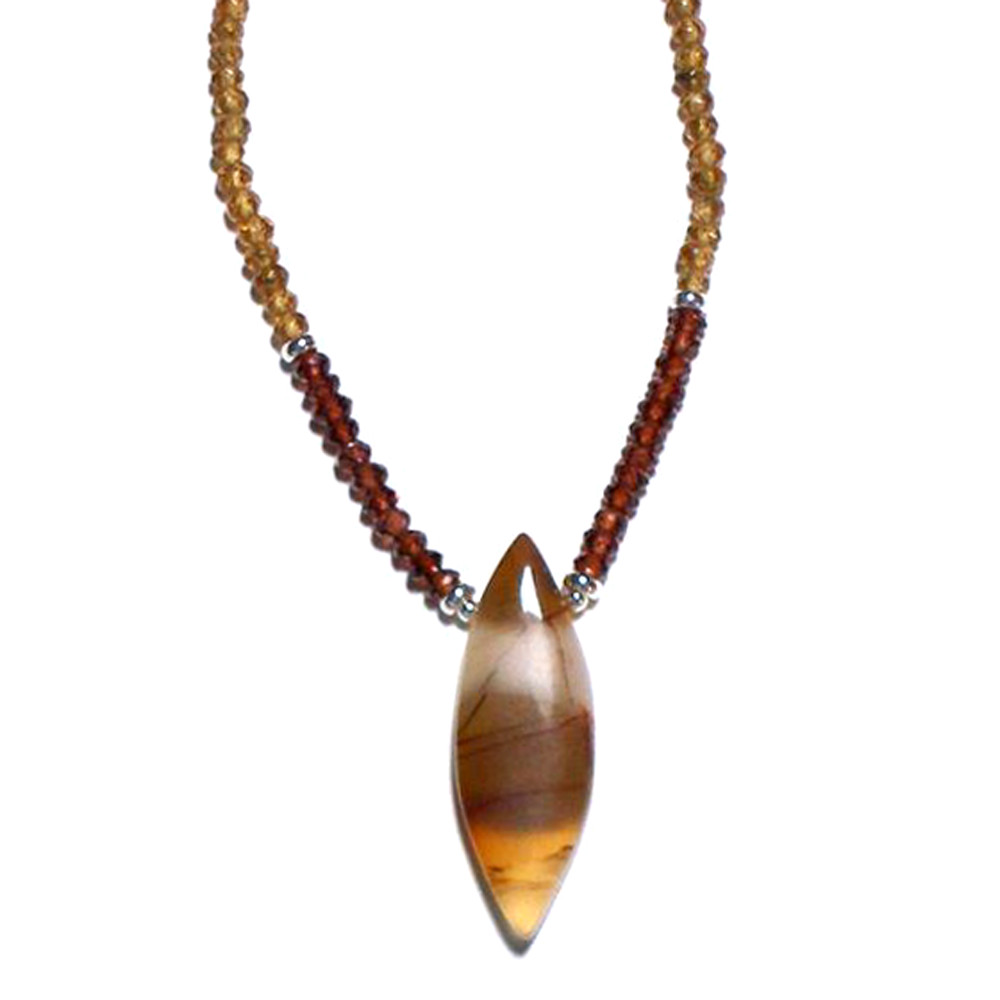 Earthy Marquis Jasper Necklace with Garnet and Andalusite Facetted Beads