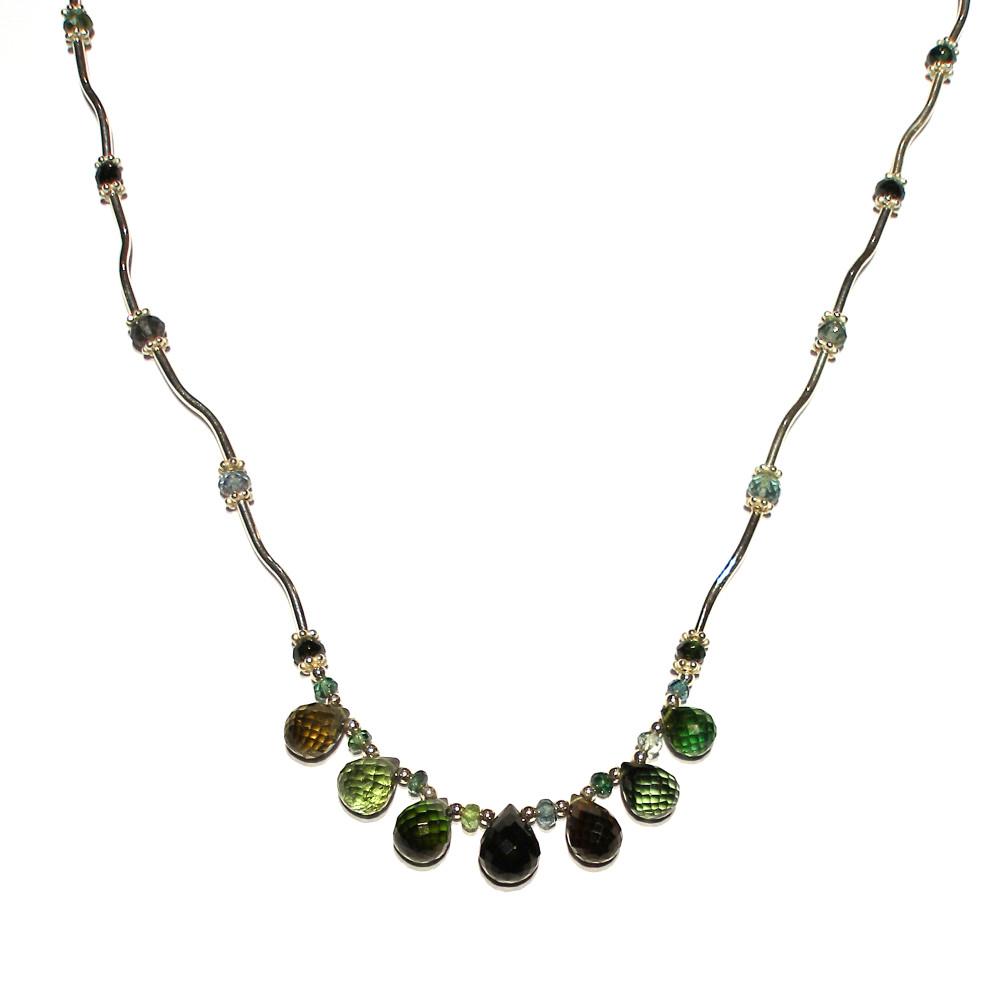 Tourmaline Tiara Wave Necklace in Greens