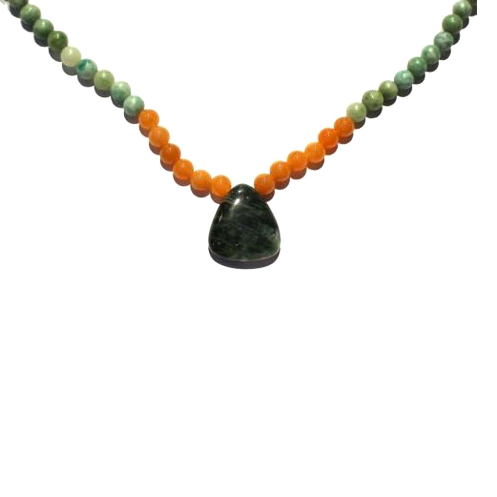 Green Jasper Drop with Orange Aventurine Beads