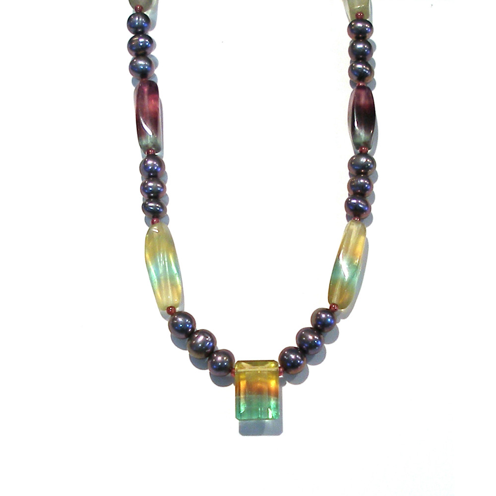 Emerald Cut Fluorite Drop Necklace