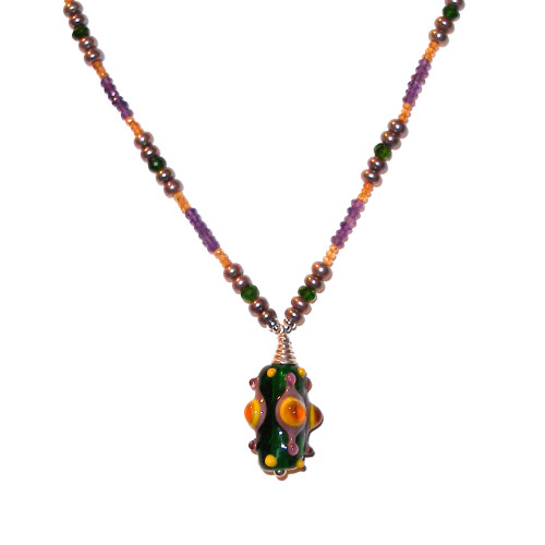 Mardi Gras Necklace with LisaJoy Sachs Artglass Bead