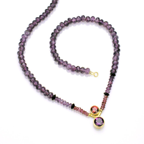 Garnet Infinity Necklace in Gold