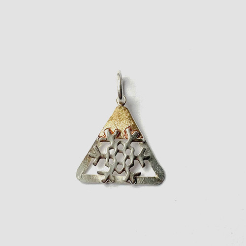 Brass & Silver Snowflake Mountain Pendant