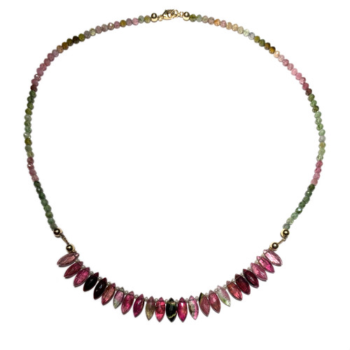 The Watermelon Tourmaline Necklace I was Wearing Restrung on Larger Tourmaline Faceted Round Beads