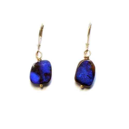 Blue Boulder Opal Earrings