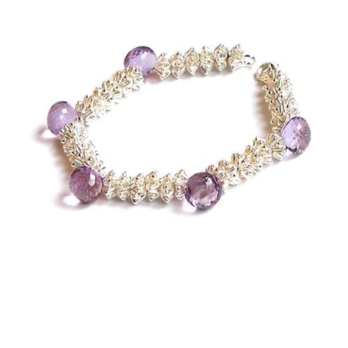 Royal Amethyst Silver Crown Bracelet