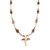 Beautiful Cross Pearl and Tourmaline Drop Necklace in Gold