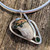 Hand Carved Ocean Jasper Bird Pendant with Seaglass Accent