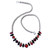 Garnet and Black Spinel Paddle Necklace on Silver Daisys
