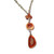 Sachs Art Glass Bead and Carnelian Creamsicle Necklace with Pearls and Peach Moonstone Briolettes in Silver