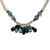 Blue Tourmaline Cluster Tiara Necklace in Silver on Pearls with Accent Fluorite and Smokey Quartz