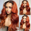 Orange Auburn Balayage Highlights Body Wave 13x4 Lace Front 4x4 Lace Closure Human Hair Wig