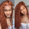 Ginger Deep Curly 13x4 Lace Front 4x4 Lace Closure Human Hair Wig