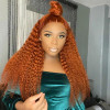 Ginger Orange Water Wave 13x4 Lace Front 4x4 Lace Closure Human Hair Wig