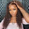 Chestnut Chocolate Brown Color #4 Jerry Curl 13x4 Lace Front 4x4 Lace Closure Human Hair Wig