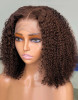 Chestnut Brown Color #4 Jerry Curl Bob 13x4 Lace Front 4x4 Lace Closure Human Hair Wig