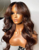 Layered Pre Cut Chestnut Brown Color #4 Body Wave 13x4 Lace Front 4x4 Lace Closure Human Hair Wig