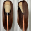 Chestnut Brown Color #4 Feathered Layered Cut 90s Wolf Cut Straight 13x4 Lace Front 4x4 Lace Closure Human Hair Wig