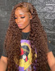 Chestnut Chocolate Brown Color #4 Water Wave 13x4 Lace Front 4x4 Lace Closure Human Hair Wig