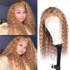 Honey Blonde Color #27 Water Wave 13x4 Lace Front 4x4 Lace Closure Human Hair Wig