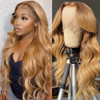 Ombre Honey Blonde Dark Root #27 Body Wave 13x4 Lace Front 4x4 Lace Closure Human Hair Wig