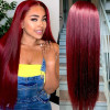 #99J Burgundy Color Straight 13x4 Lace Front 4x4 Lace Closure Human Hair Wig