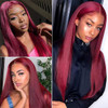 #99J Burgundy Color Straight 13x4 Lace Front 4x4 Lace Closure Human Hair Wig